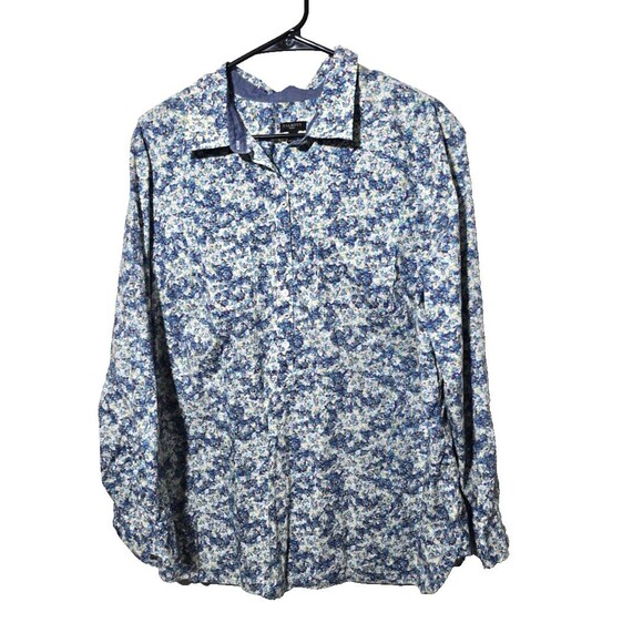 Talbots Floral Popover Shirt Womens 18W Long Sleeve Collared Cotton multicolored - Picture 1 of 9